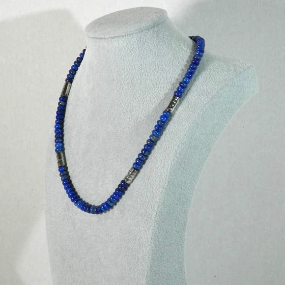 Jay King Mine Fines Lapis and Sterling Bead Necklace 925 HSN - Picture 2 of 8